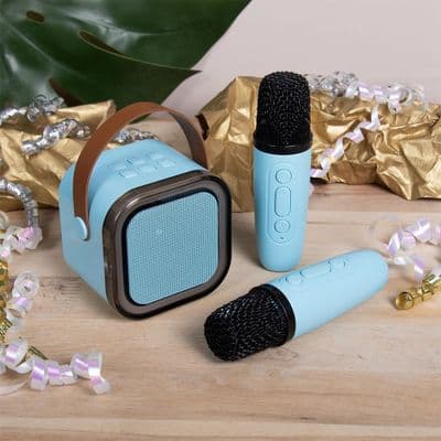 KARAOKE MACHINE + 2 MICS BLUE