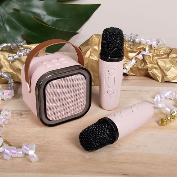 KARAOKE MACHINE + 2 MICS PINK