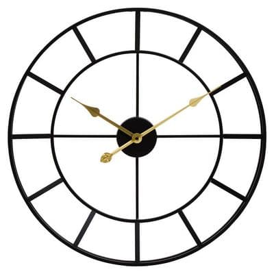 Kent Large Black Finish Metal Wall Clock - Home Luxe Interior