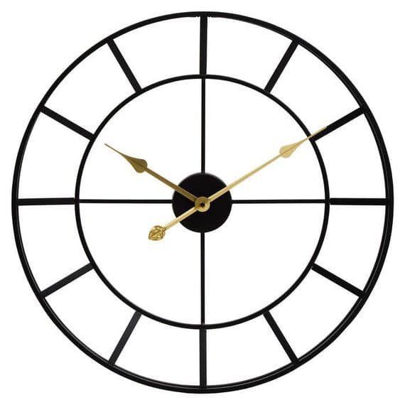 Kent Large Black Finish Metal Wall Clock - Home Luxe Interior