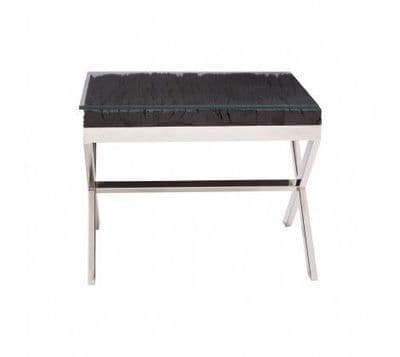 Kerela End Table Black and Glass Steel Legs