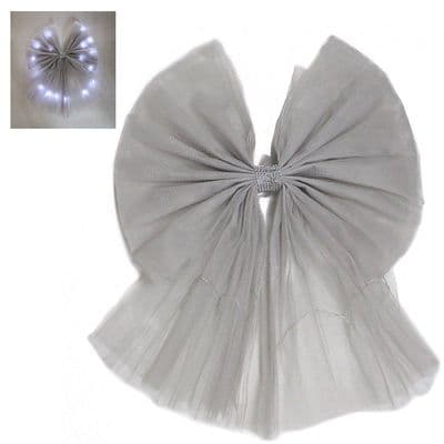 L.E.D Christmas Bow Tree Toppper Silver