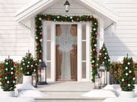L.E.D Christmas Door Bow Silver