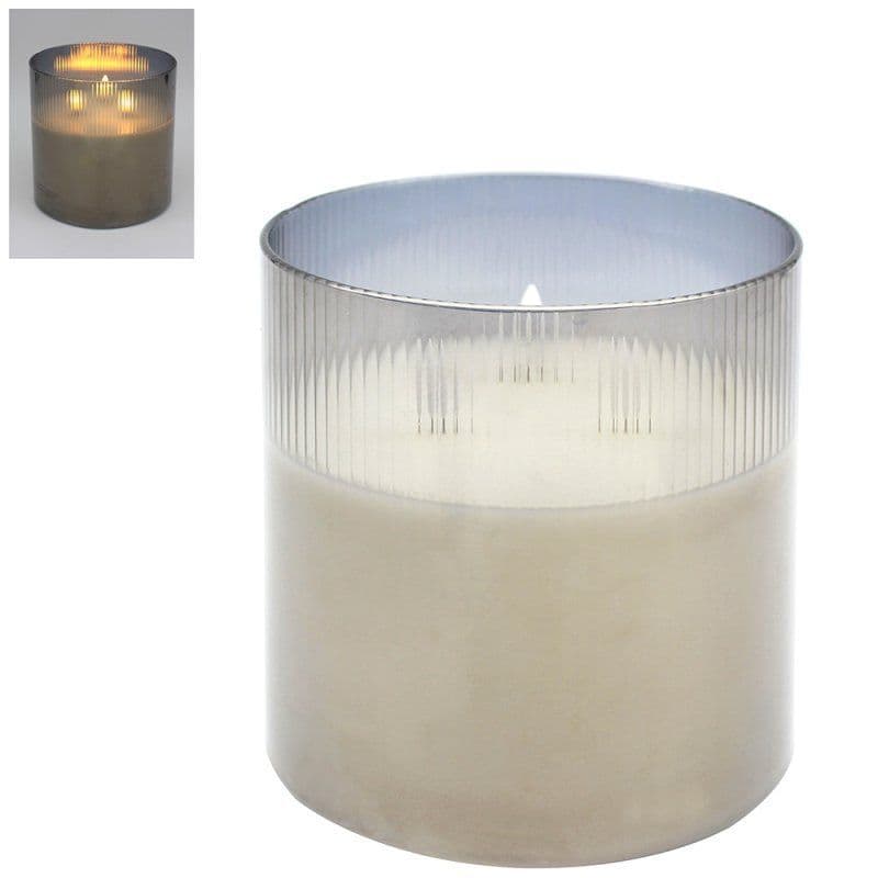 L E D Flicker Candle Multi Wick Grey