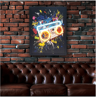 L.E.D Neon Ghetto Blaster Wall Art USB