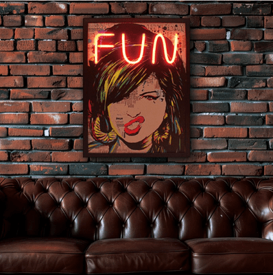 L.E.D Neon Girls Wanna Have Fun Wall Art USB