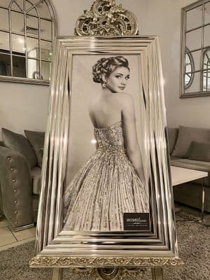 Lady Black & White Dress Wall Art Chrome Step Frame 85Xm X 45Cm