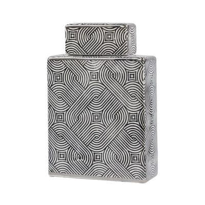 Large 24cm White & Black Ginger Jar – Home Luxe Interior