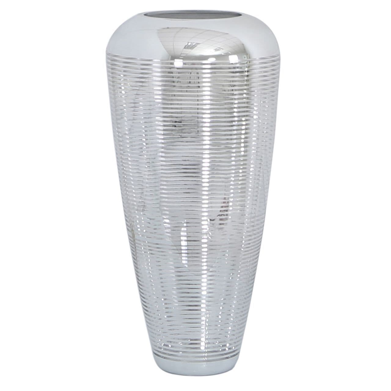 Vase Large Floor Brushed Stripes Design Ceramic Flower Handmade Decorative Living Room Center Ornaments for Decorative Branches and Dried Flowers (Col Large 50cm Silver Stripe Glass Vase