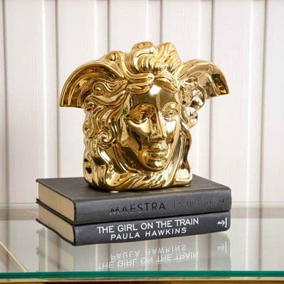 Large Medusa Sculpture Gold Vase