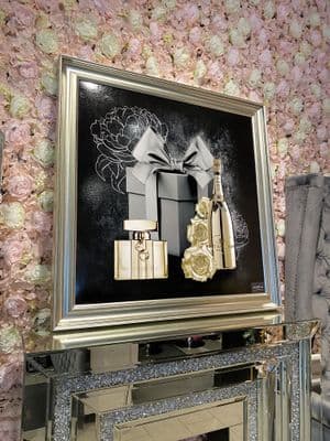 Large Moet Giftbox In Gold Paint Canvas Wall Art Gold Frame