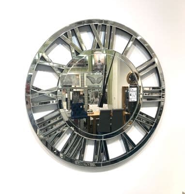 Large Roman Style Round Mirror Clock 80cm