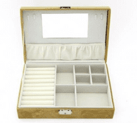 Large Velvet Abstract Jewellery Box 28Cm Mustard / Grey