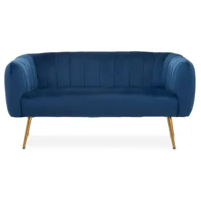 Larissa Two Seat Blue Velvet Sofa