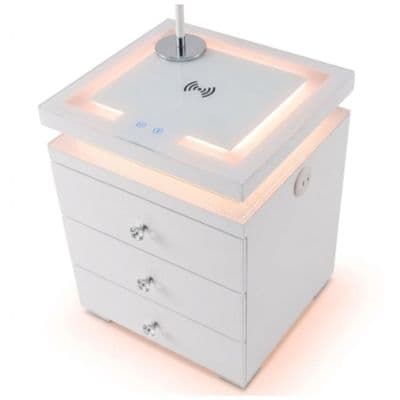 LED Bianco Media Bedside 3 Drawer