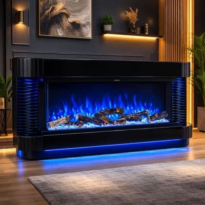 LED Color Changing Fireplace Heater -  Black