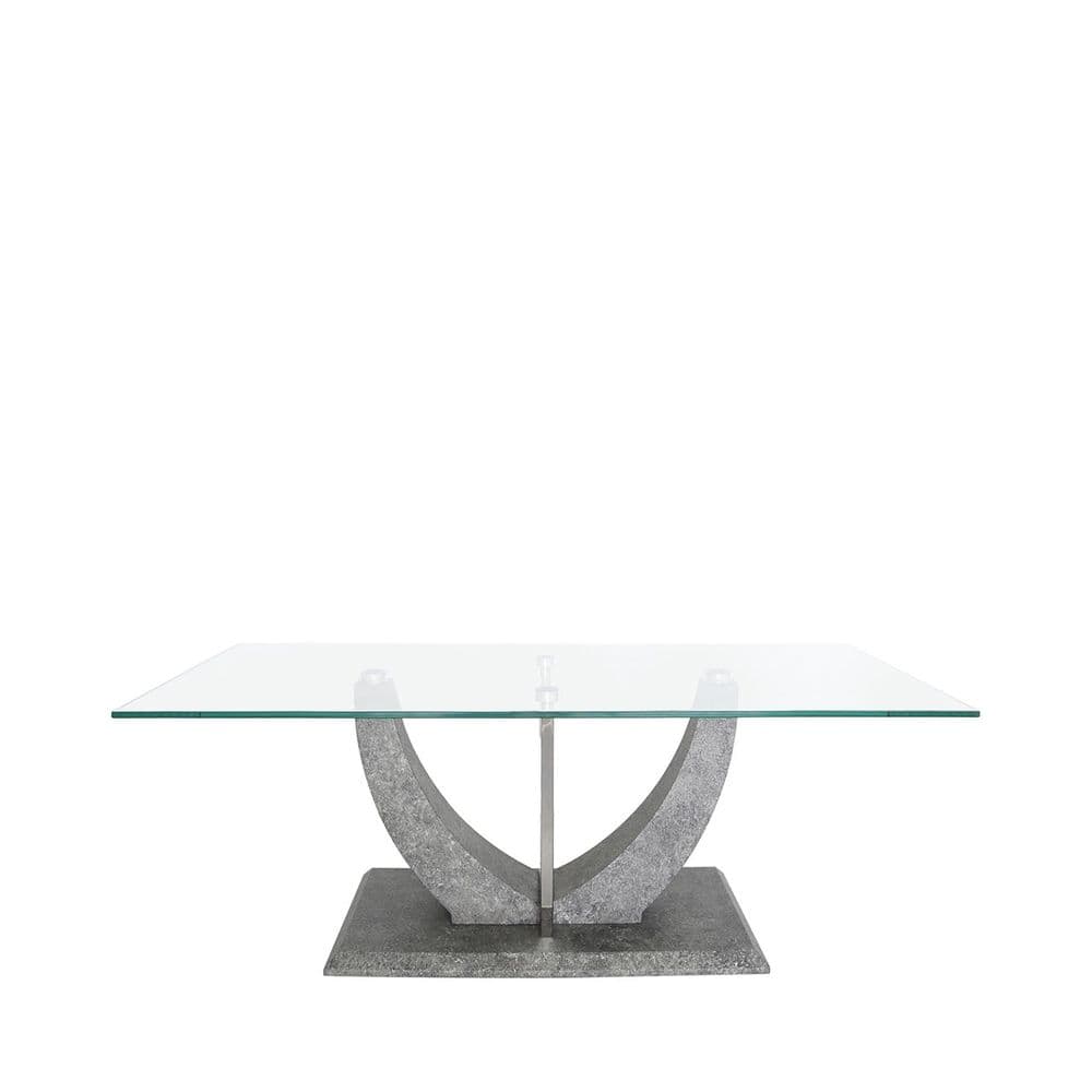 Leo Coffee Table Grey And Steel With Glass Top
