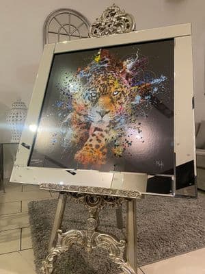 Leopard Multicolor Paint Wall Art Mirror Frame 85Cm X 85Cm
