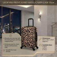Leopard Print Hard Shell Cabin Case 55cm - Lightweight Travel Bag