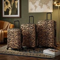 Leopard Print Hard Shell Suitcase Set of 3 - 55cm, 67cm & 77cm