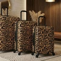 Leopard Print Hard Shell Suitcase Set of 3 - 55cm, 67cm & 77cm