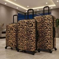 Leopard Print Hard Shell Suitcase Set of 3 - 55cm, 67cm & 77cm