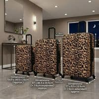 Leopard Print Hard Shell Suitcase Set of 3 - 55cm, 67cm & 77cm