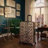 Leopard Print Large Hard Shell Suitcase 77cm - Expandable Travel Luggage