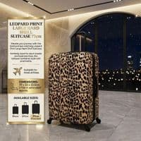 Leopard Print Large Hard Shell Suitcase 77cm - Expandable Travel Luggage