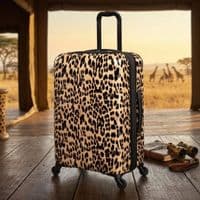 Leopard Print Medium Hard Shell Suitcase 67cm - Expandable Luggage