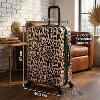Leopard Print Medium Hard Shell Suitcase 67cm - Expandable Luggage
