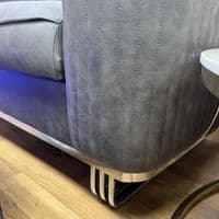 Lidya Grey Velvet Chesterfield 3 & 2 Seater Sofa Set Silver Legs