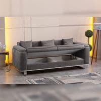 Lidya Grey Velvet Chesterfield 3 & 2 Seater Sofa Set Silver Legs