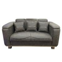 Lidya Grey Velvet Chesterfield 3 & 2 Seater Sofa Set Silver Legs