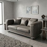 Lidya Grey Velvet Chesterfield 3 & 2 Seater Sofa Set Silver Legs