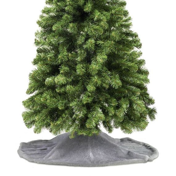 Light Grey Short Smooth Faux Fur Tree Skirt