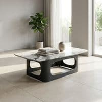 Lina Grey Marble Coffee Table - Modern Rectangular Stone Living Room