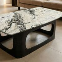 Lina Grey Marble Coffee Table - Modern Rectangular Stone Living Room