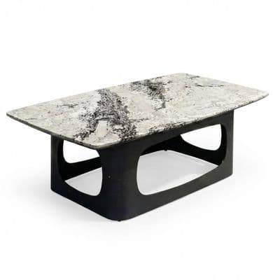 Lina Grey Marble Coffee Table - Modern Rectangular Stone Living Room
