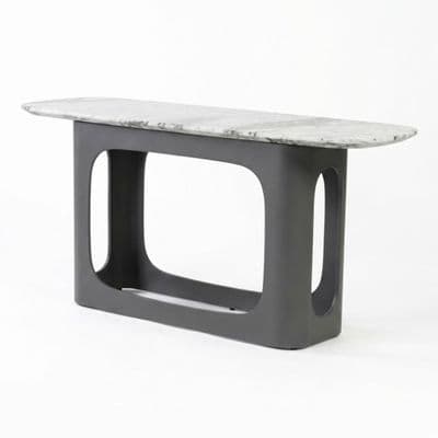 Lina Grey Marble Console Table - Modern Hallway Stone Entryway Desk