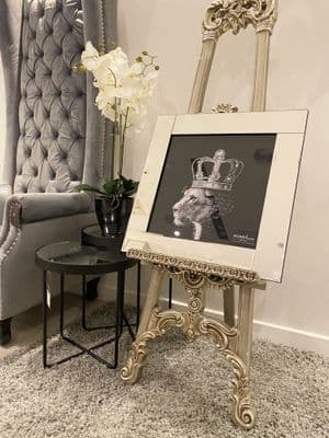Lioness Silver Crown Wall Art Mirror Frame