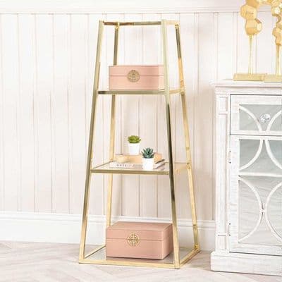 Logan Gold & Clear Glass 3 Tier Ladder Shelf Unit