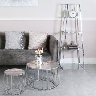 Logan Steel & Clear Glass 4 Tier Ladder Shelf Unit