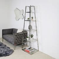 Logan Steel & Clear Glass 5 Tier Ladder Display Unit
