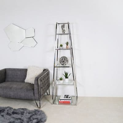 Logan Steel & Clear Glass 5 Tier Ladder Display Unit