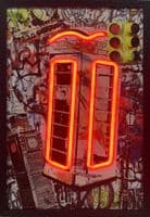 London Telephone Box Neon LED Wall Art - 40x60cm Urban Graffiti Canvas USB