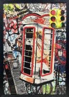 London Telephone Box Neon LED Wall Art - 40x60cm Urban Graffiti Canvas USB