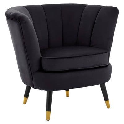 Loretta Black Velvet Shell Accent Chair - Home Luxe Interior