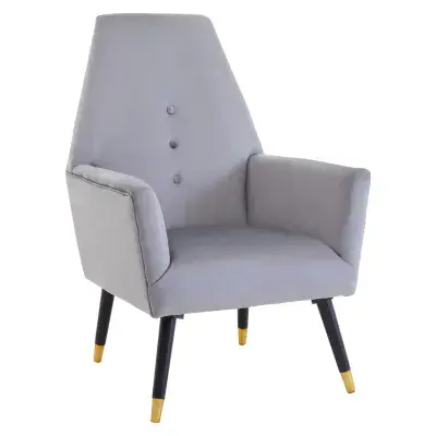 Loretta Grey Velvet Button Detail Chair