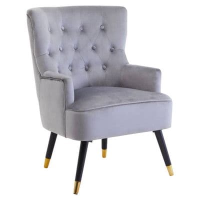 Loretta Grey Velvet Tufted Chair – Home Luxe Interior